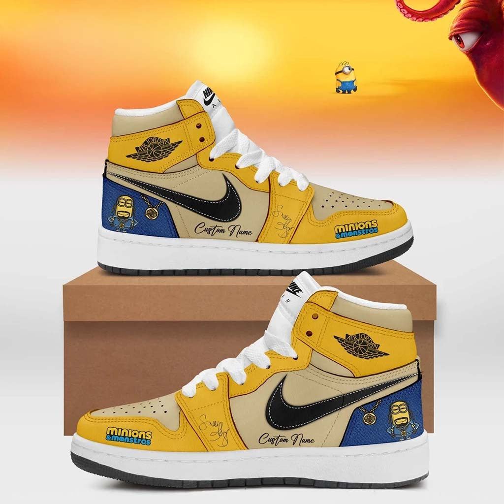 Customized Minions x Monsters Shoes Minions Merch Funny Cute Cartoon Shoes Gifts For Dudes - Merchluma