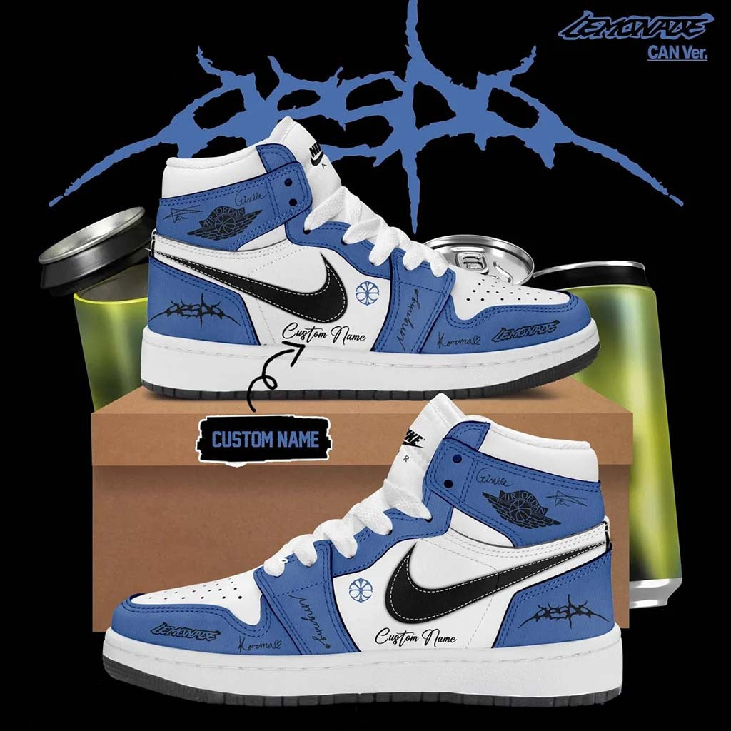 Personalized Aespa LEMONADE Blue And White Sneakers Aespa Merch Birthday Gift For Her - Merchluma