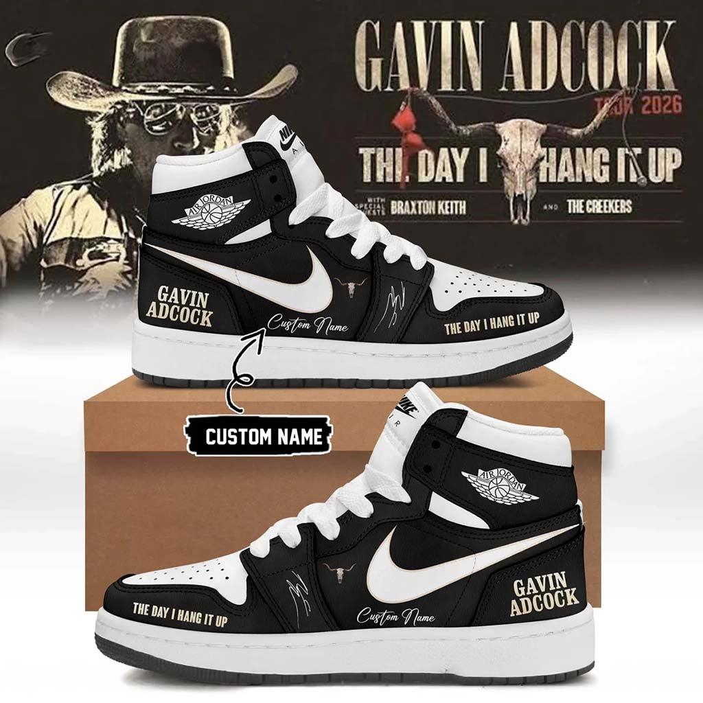 Personalized Gavin Adcock The Day I Hang It Up Tour Signature Black Shoes Gavin Adcock Merch - Merchluma