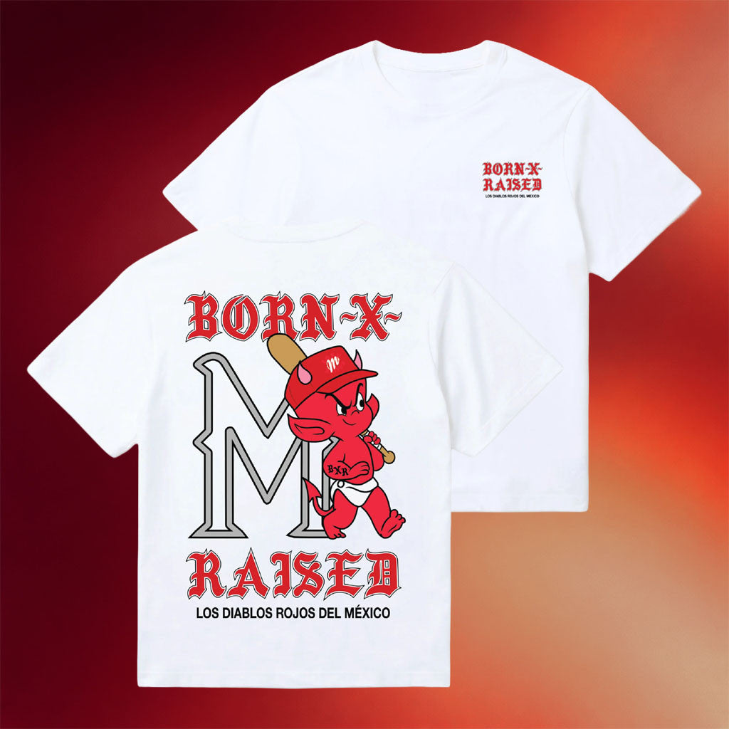 Born X Raised Merch 2026 Diablos Diablito T-Shirt White Diablos Rojos Del Mexico Merch Gifts - Merchluma