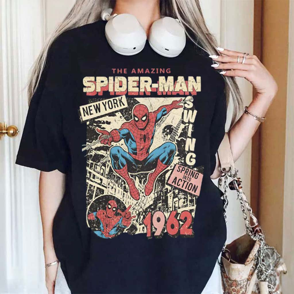 The Amazing Spider Man Marvel Comics Cover MCU Vintage T-Shirt Gift For Superhero Lovers - Merchluma