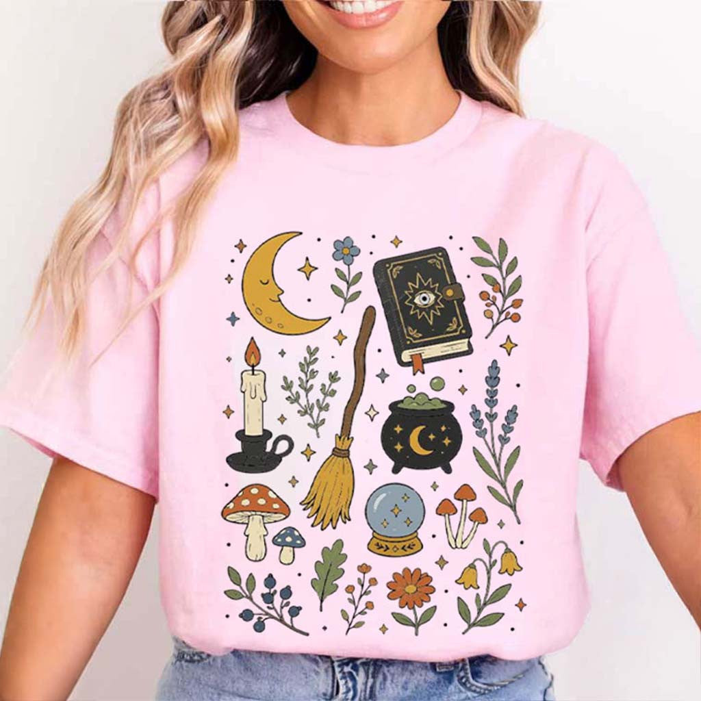 Witchy Halloween Spooky Aesthetic Fall T-Shirt Cute Halloween Apparel Gifts For Sisters - Merchluma