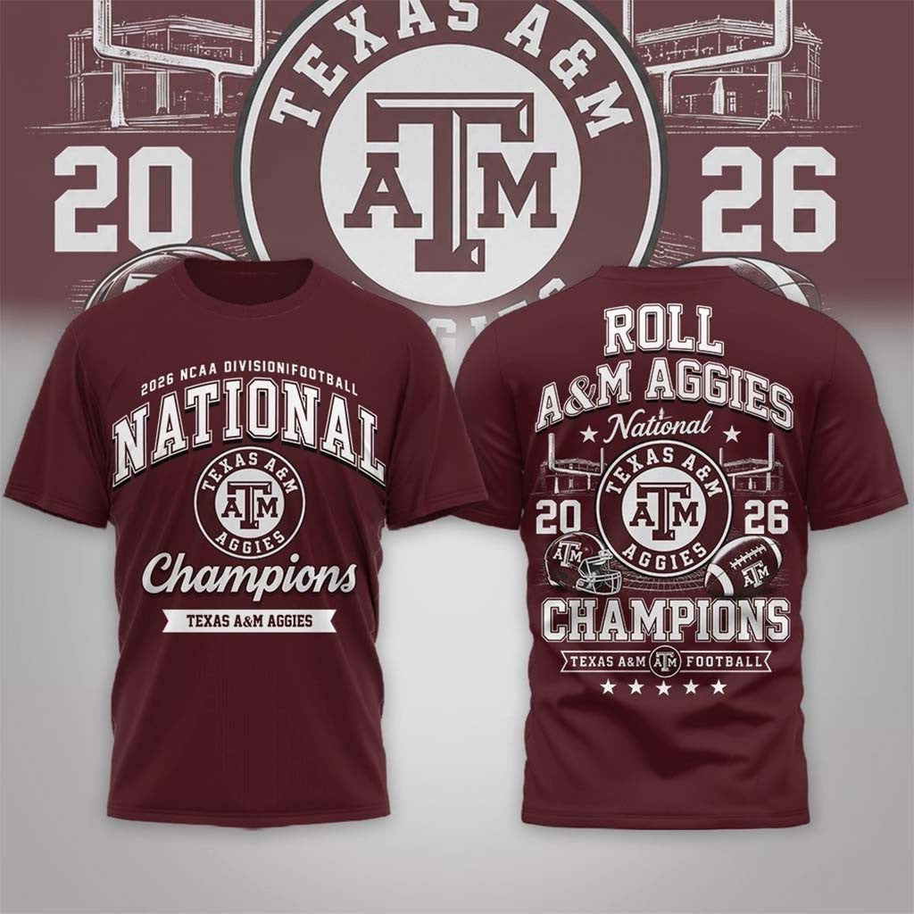 Texas A&M Aggies Merch Road to Glory 2026 Football Champions T-Shirt Gift For Football Fans - Merchluma
