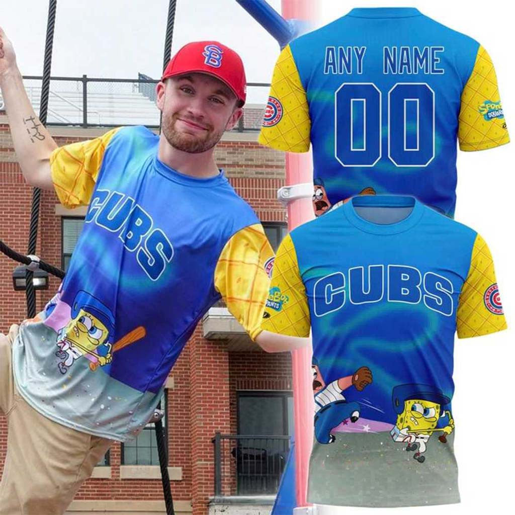 Personalised South Bend Cubs SpongeBob SquarePants T-Shirt Cubs Merch Baseball Fan Gifts - Merchluma