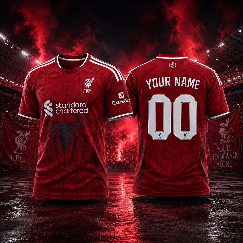 Personalized Liverpool FC Spider Man Brand New Day 2026 Concept Jersey Shirt Fan Merch - Merchluma
