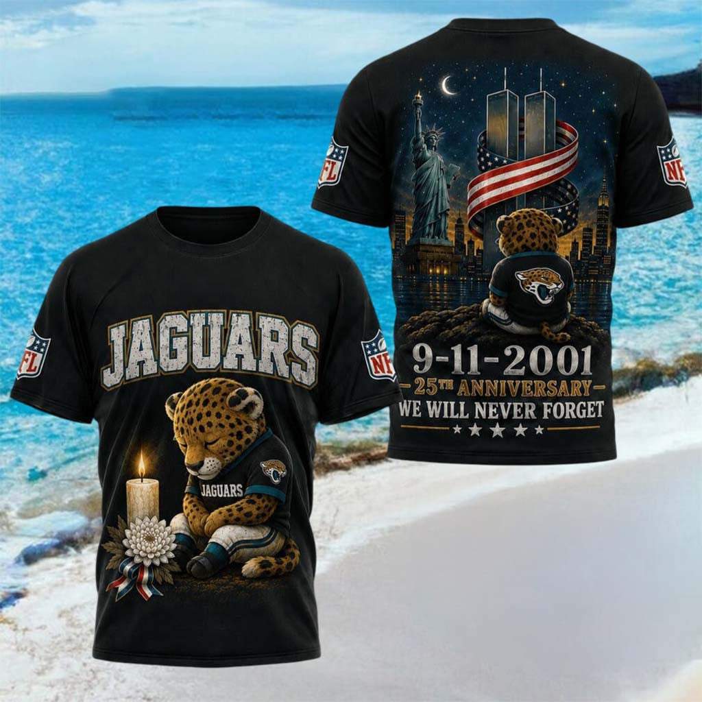 Jacksonville Jaguars 25th Anniversary 9 11 2001 We Will Never Forget Shirt Jaguars Merch Gifts - Merchluma