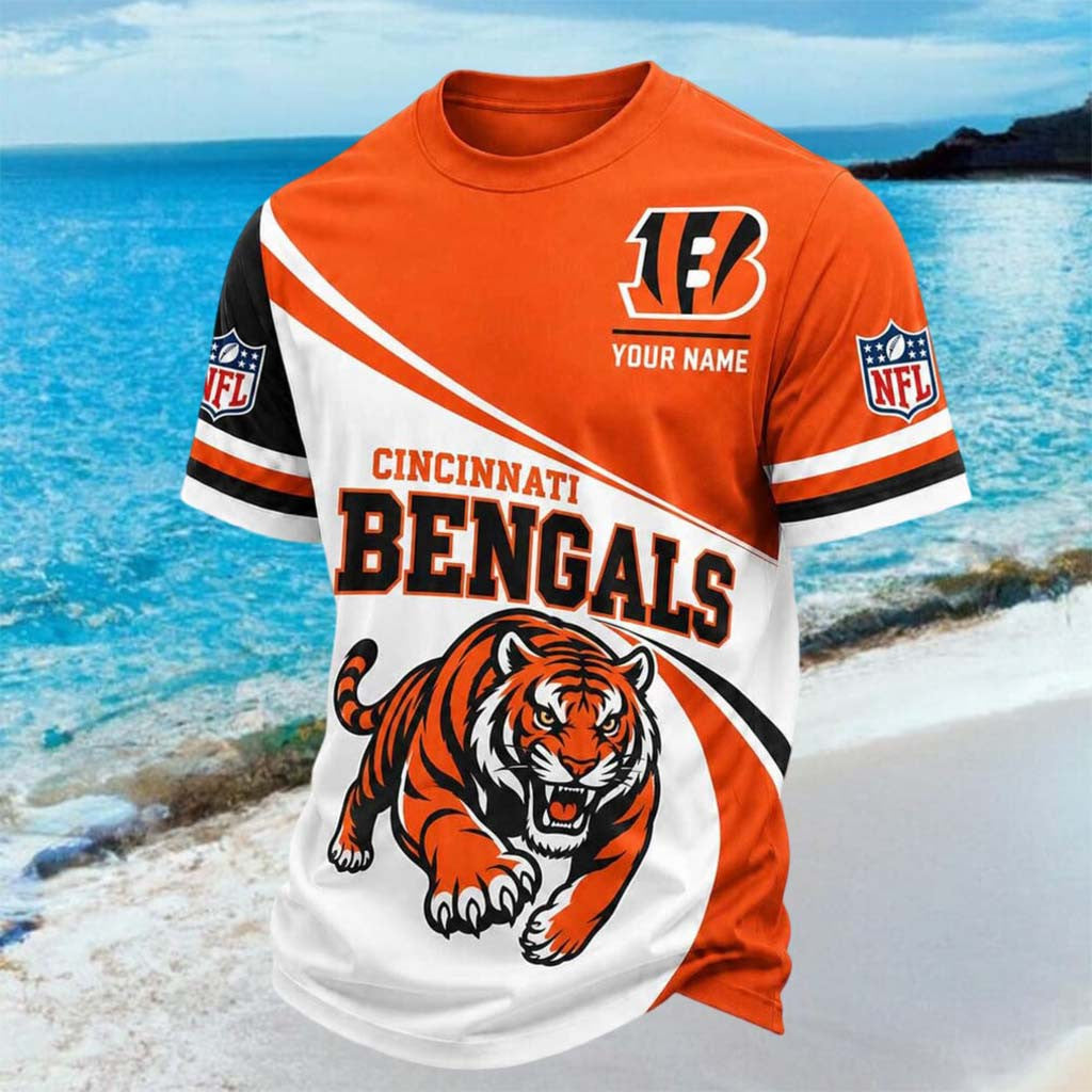 Custom Cincinnati Bengals Tiger Mascot Running Shirt Cincinnati Football T-Shirt Bengals Merch - Merchluma
