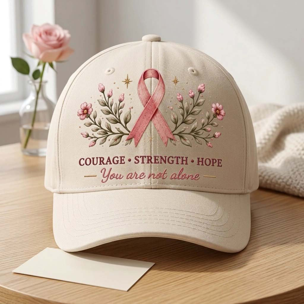 Breast Cancer Awareness Faith And Hope Embroidered Hat You Are Not Alone Cap Gifts For Mom - Merchluma