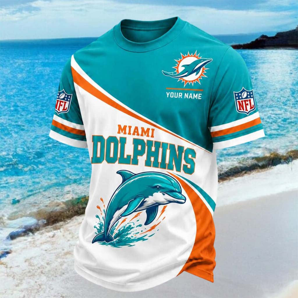Custom Miami Dolphins Shirt Miami National Football T-Shirt Dolphins Merch Gifts For Him - Merchluma