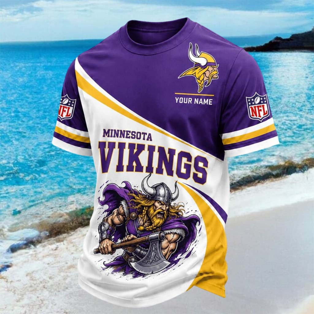 Custom Minnesota Vikings Mascot Football Team Logo T-Shirt Minnesota Football Shirt Dolphins Merch - Merchluma