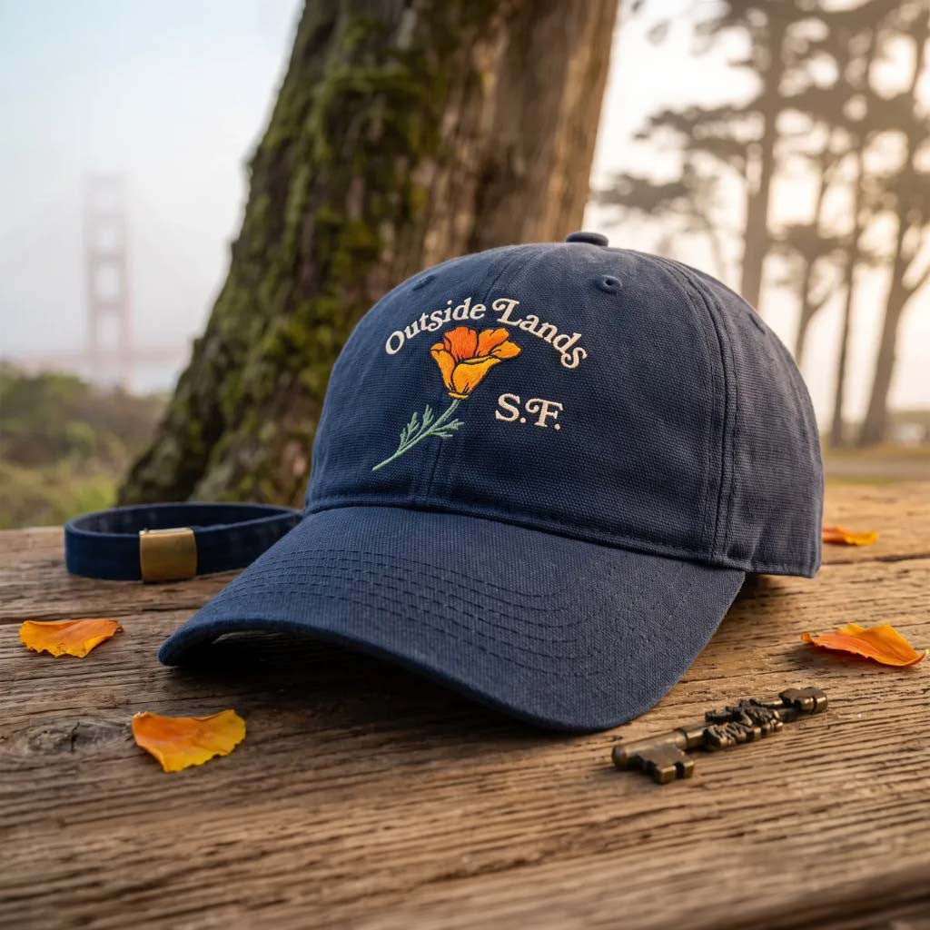 Outside Lands 2026 Merch SF California Poppy Embroidered Hat Gifts For Music Lovers - Merchluma