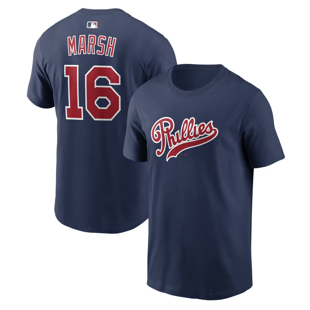 #16 Brandon Marsh T-Shirt Navy Phillies Field Of Dreams Merch 2026 Best Gifts For Baseball Fans - Merchluma