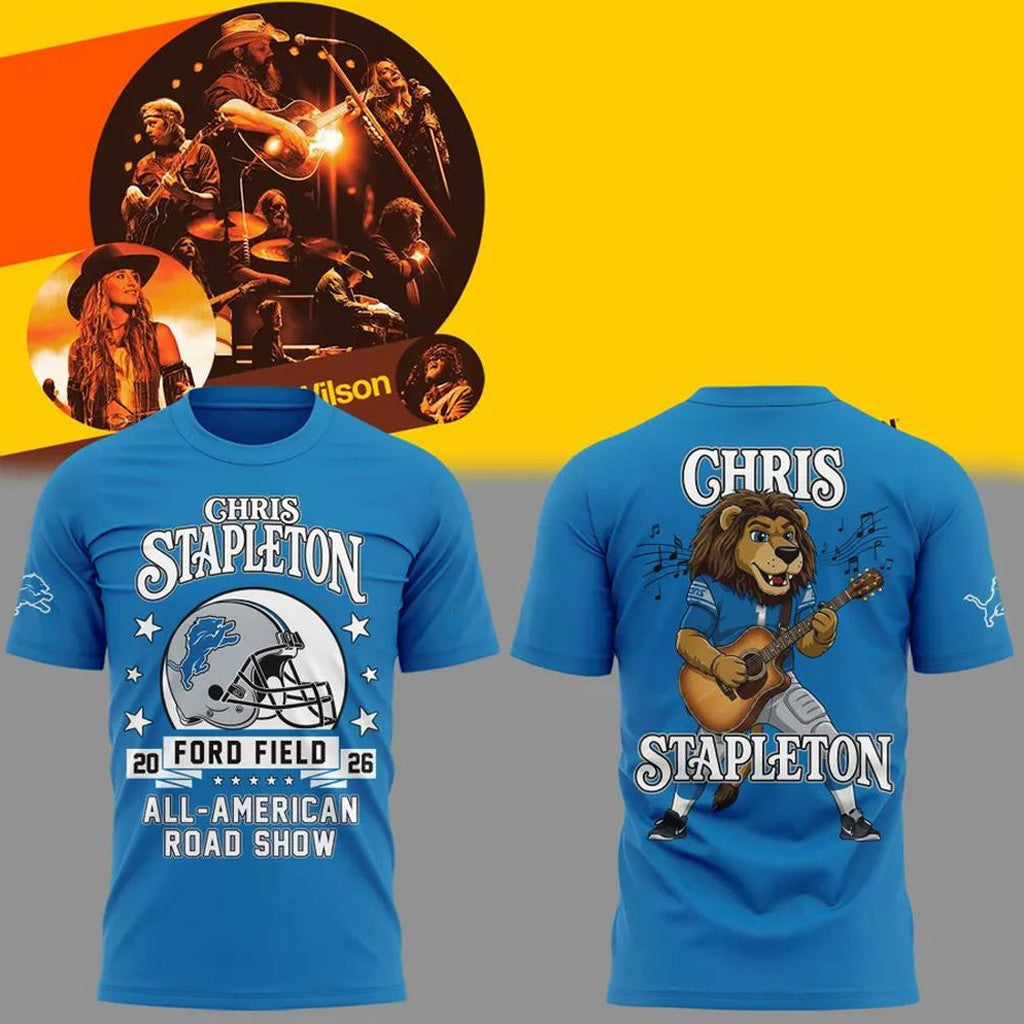 Detroit Lions X Chris Stapleton All-American Road Show T-Shirt Chris Stapleton Tour Merch 2026 - Merchluma