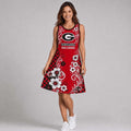 Georgia Bulldogs Sporty Floral Elegance Women's Sleeveless Dress Bulldogs Merch Fan Gear - Merchluma