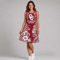 Oklahoma Sooners Sporty Floral Elegance Women's Sleeveless Dress Sooners Merch Wife Gifts - Merchluma