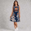 Auburn Tigers Sporty Floral Elegance Women's Sleeveless Dress Auburn Tigers Merch Wife Gifts - Merchluma
