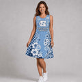 North Carolina Tar Heels Sporty Floral Elegance Women's Sleeveless Dress Heels Merch Fan Gifts - Merchluma