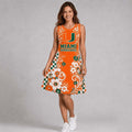 Miami Hurricanes Sporty Floral Elegance Women's Sleeveless Dress Hurricanes Merch Gifts For Fans - Merchluma