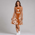 Texas Longhorns Sporty Floral Elegance Women's Sleeveless Dress Longhorns Merch Wife Gifts - Merchluma