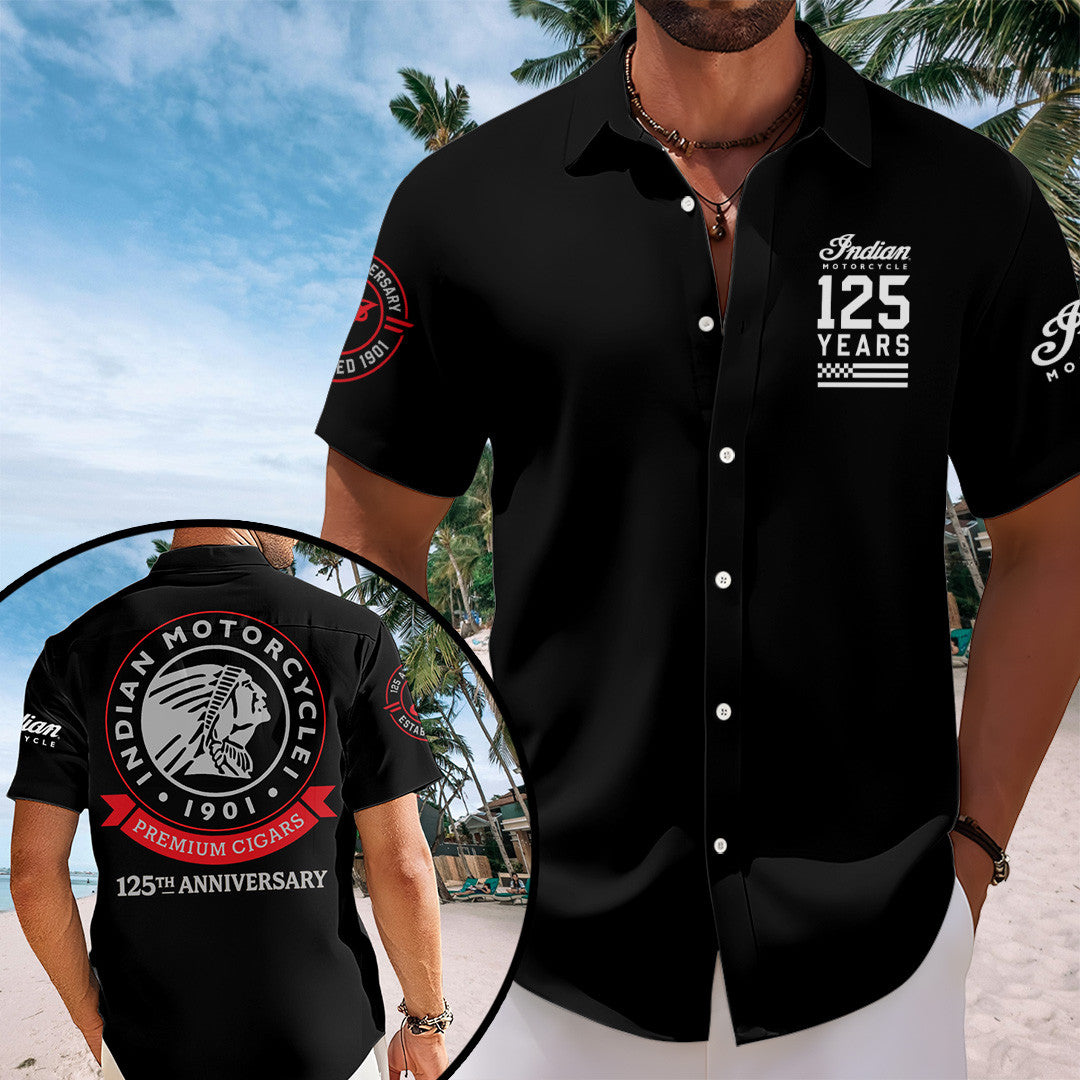 Indian Motorcycle 125th Anniversary Hawaiian Shirt Birthday Presents For Brothers - Merchluma
