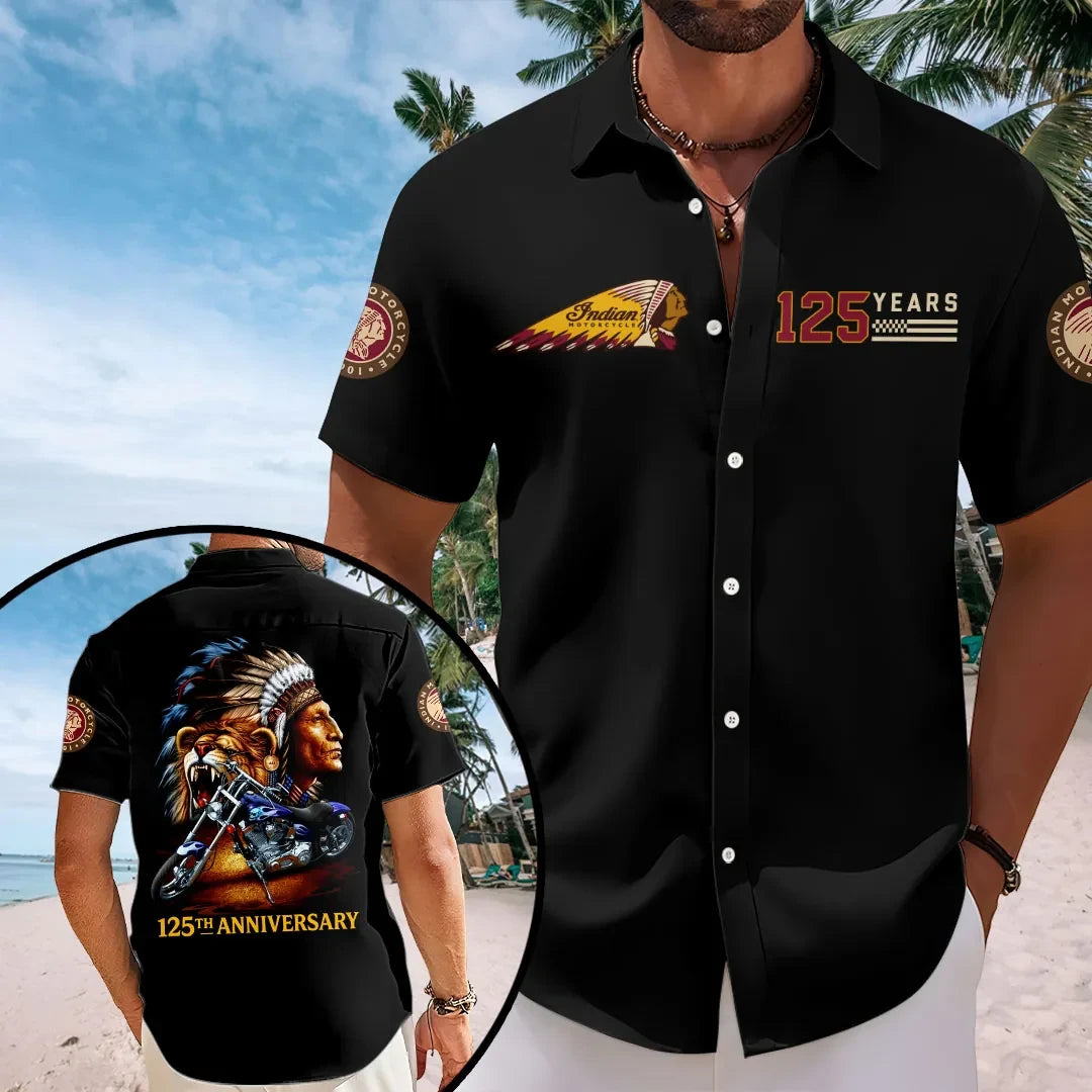 Indian Motorcycle 125th Anniversary Hawaiian Shirt Gifts For Your Boyfriend - Merchluma