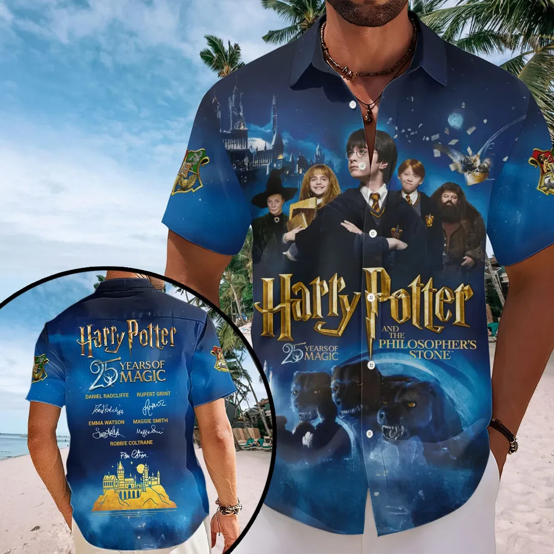 Harry Potter 25th Anniversary Hawaiian Shirt Harry Potter Merch Present For Husband - Merchluma