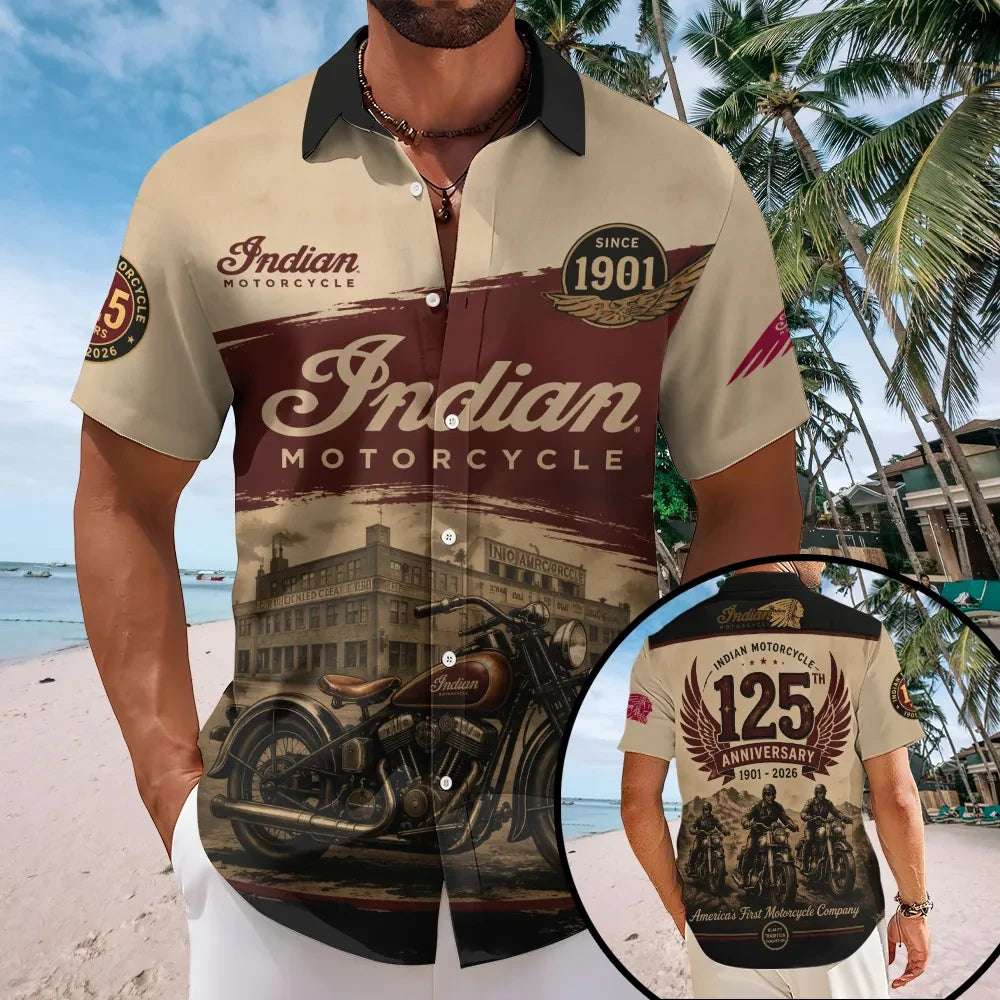 Indian Motorcycle 125th Anniversary Hawaiian Shirt Birthday Gift Ideas For Him - Merchluma