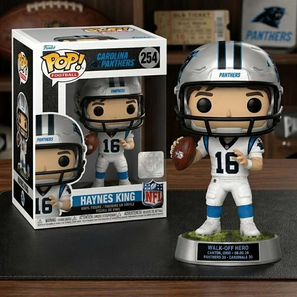 Haynes King Carolina Panthers Walk-Off Canton Comeback Funko Pop Panthers Merch Display Decor - Merchluma