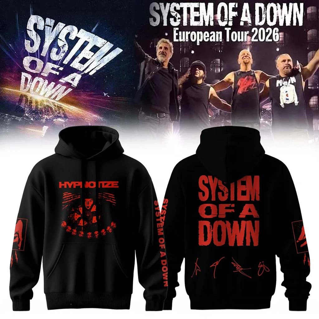 System Of A Down Europe UK Stadium Tour Signed Hoodie SOAD Merch Present For Band Fans - Merchluma