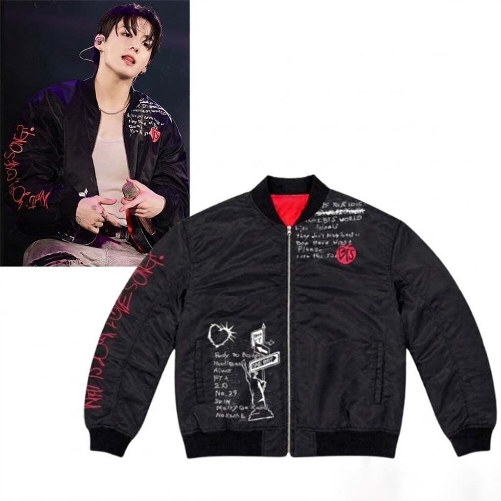 BTS Jungkook What Is Your Love Song Inspired Bomber Jacket Jungkook BTS Merch Gifts For Fans - Merchluma