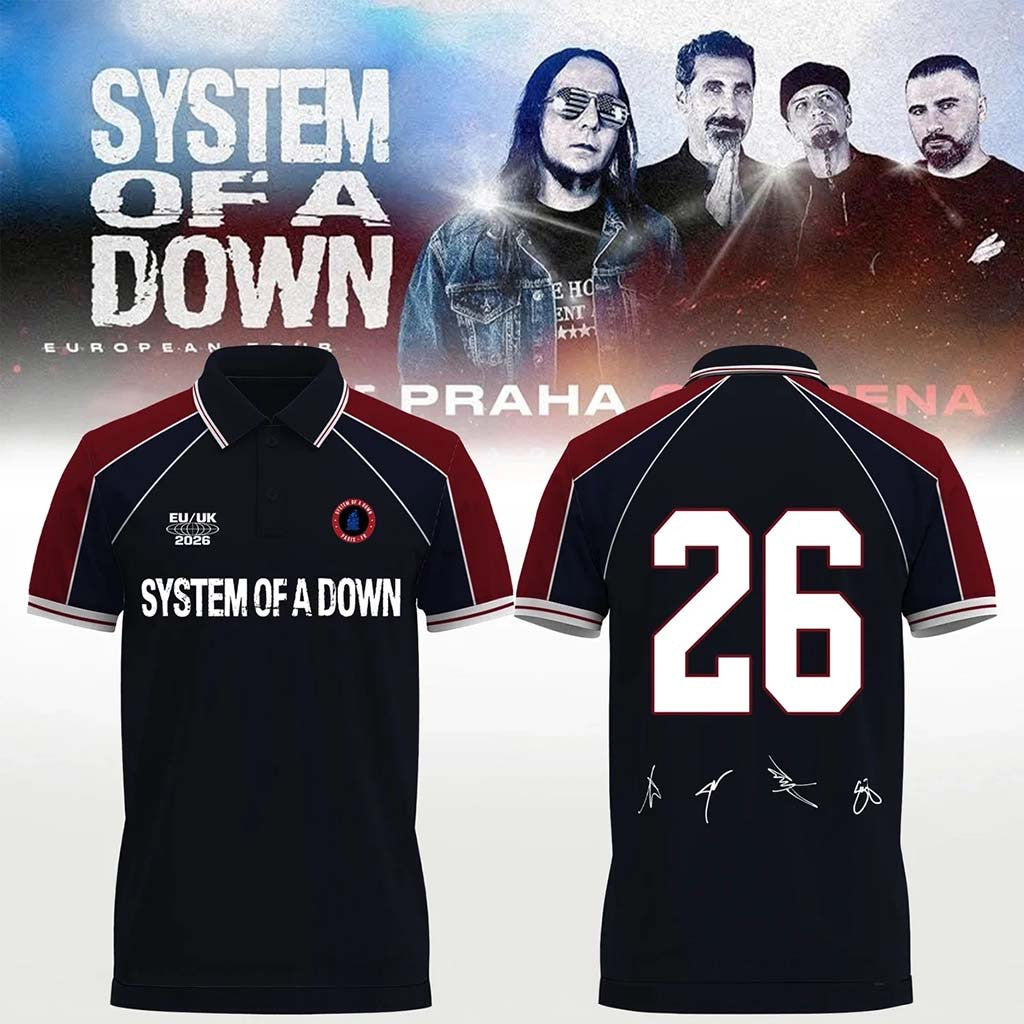 System Of A Down Europe UK Stadium Tour Signed Polo Shirt SOAD Merch Gift For Fans - Merchluma