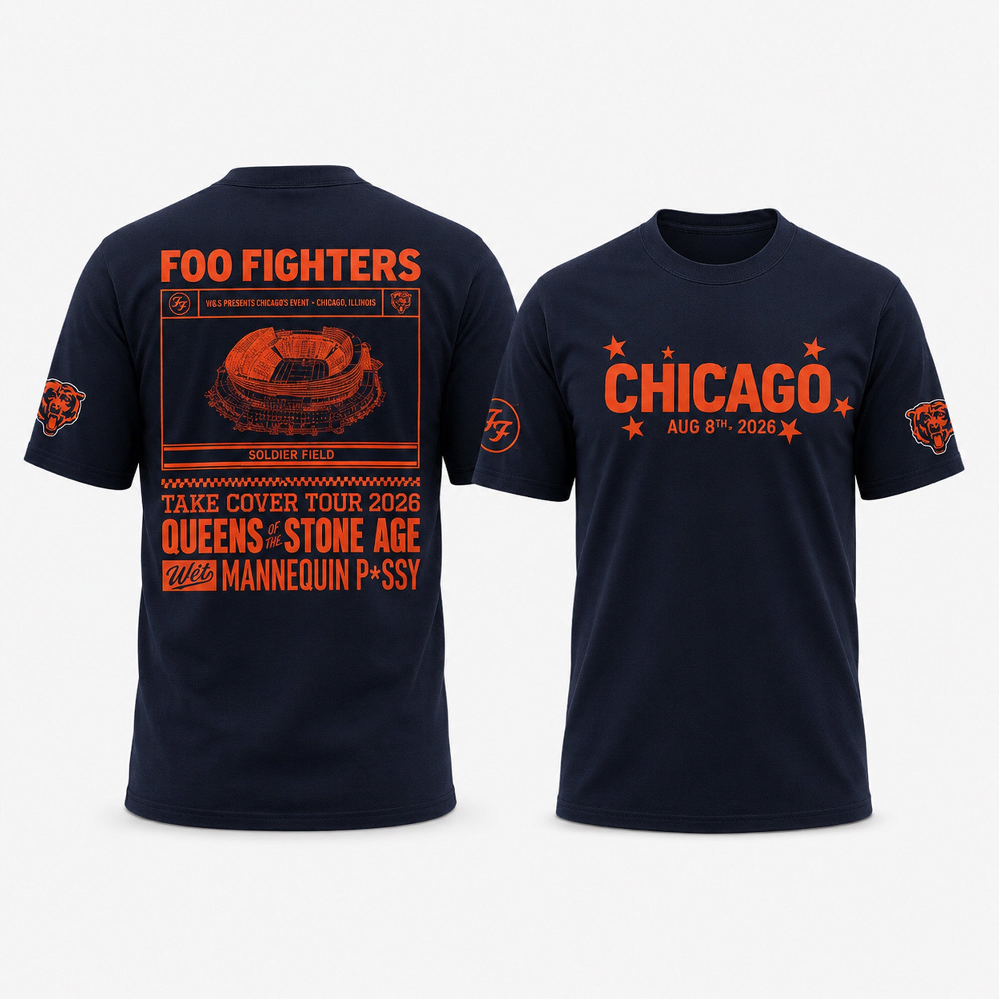 2026 Chicago Bears X Foo Fighters Tour Shirt Take Cover Tour T-Shirt Foo Fighters Merch - Merchluma
