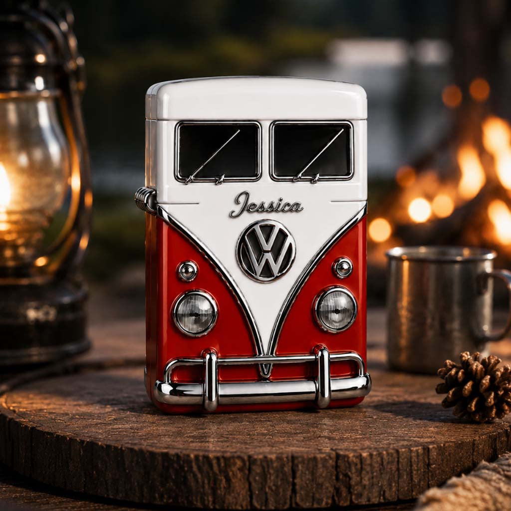 Personalized Red Volkswagen Camper Van Lighter Case Birthday Gift For Husband - Merchluma