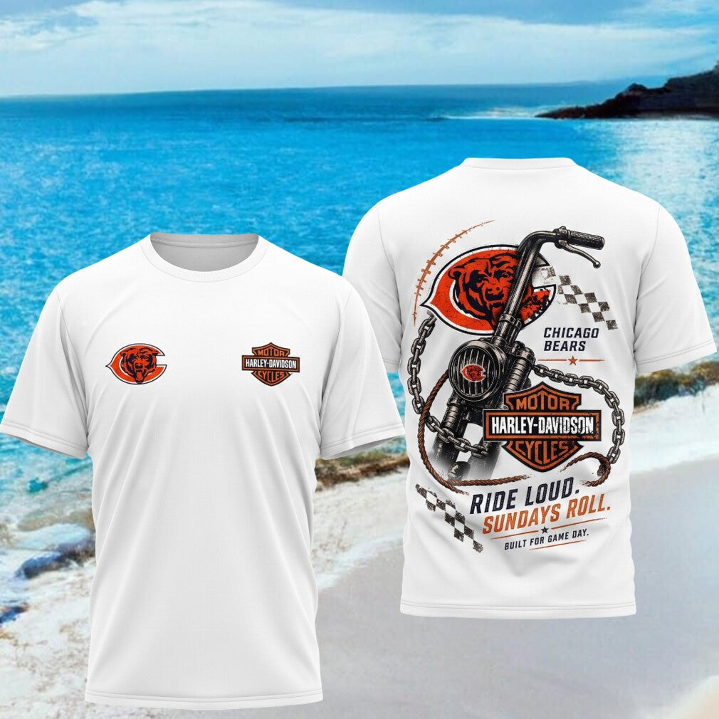 Chicago Bears Motorcycle Ride Loud Sundays Roll Shirt Chicago Bears Merch Gift For Brothers - Merchluma
