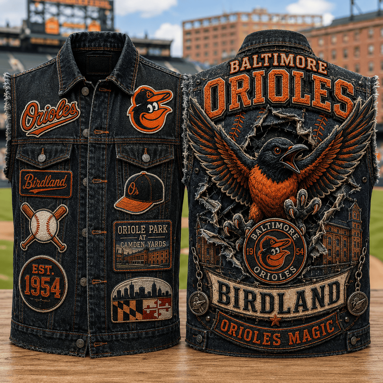 Baltimore Orioles Merch Birdland Orioles Magic Denim Vest Present For Baseball Fans - Merchluma