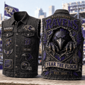 Baltimore Ravens Fear The Flock Est 1996 Denim Vest Ravens Merch Gifts For Brother - Merchluma