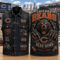 Chicago Bears Monsters Of The Midway Est 1920 Denim Vest Chicago Bears Merch Gifts For Fans - Merchluma