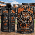 Cincinnati Bengals Who Dey Est 1968 Denim Vest Bengals Merch Football Fan Gift Ideas - Merchluma