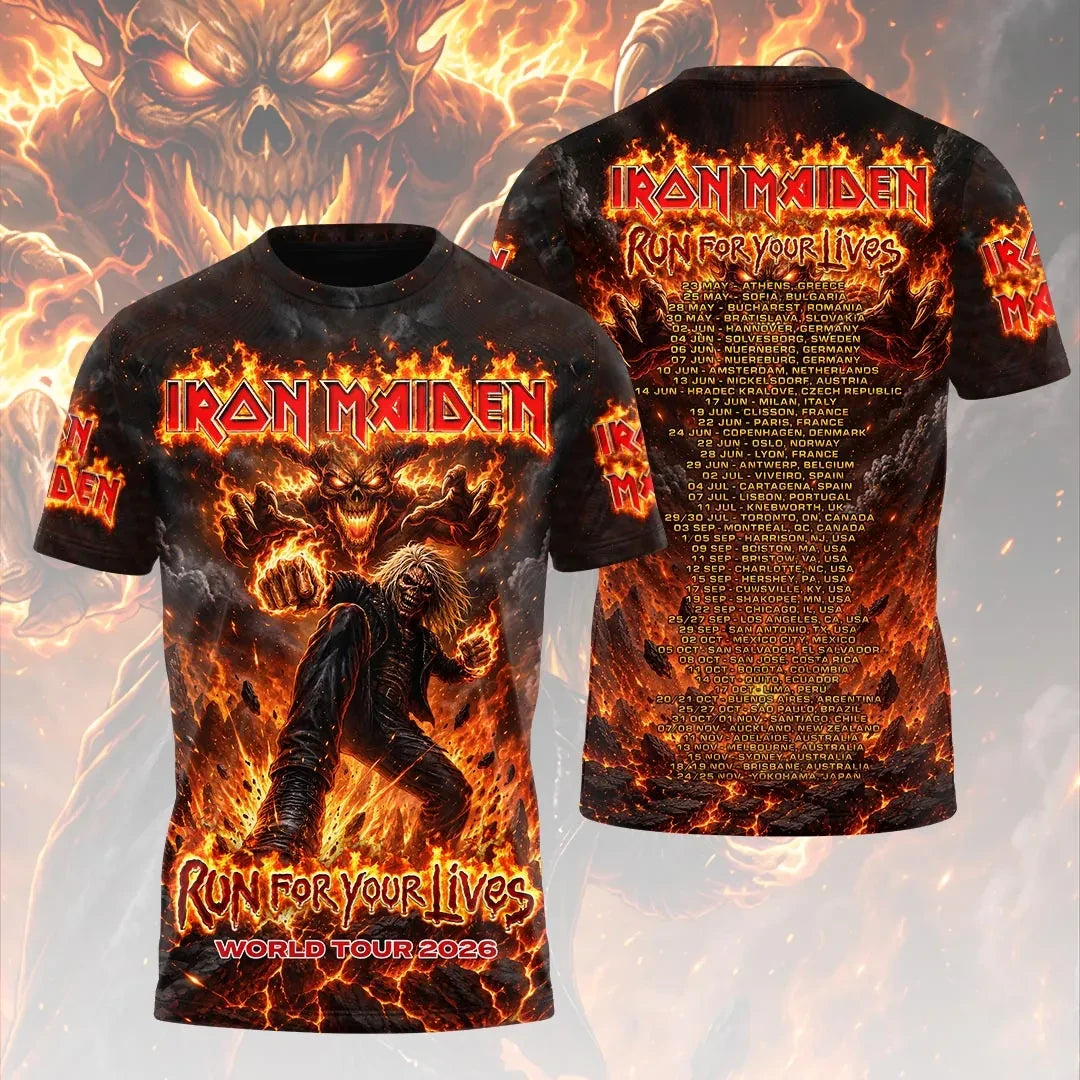 Iron Maiden 2026 World Tour T-Shirt Run For Your Lives Shirt Iron Maiden Merch Band Fan Gifts - Merchluma