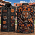 Clemson Tigers All In Denim Vest Est 1896 Clemson Tigers Merch Gift For Football Fans - Merchluma