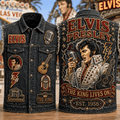 Elvis Presley The King Lives On Denim Vest The King Elvis Presley Merch Gift For Music Lovers - Merchluma
