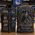 Golden State Warriors Merch Dub Nation Strength In Numbers Denim Vest Basketball Fan Apparel - Merchluma
