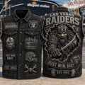 Las Vegas Raiders Just Win Baby Est 1960 Denim Vest LV Raiders Merch Gifts For Brother - Merchluma