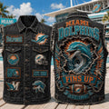 Miami Dolphins Funs Up Est 1966 Denim Vest Miami Dolphins Merch Presents For Football Fans - Merchluma