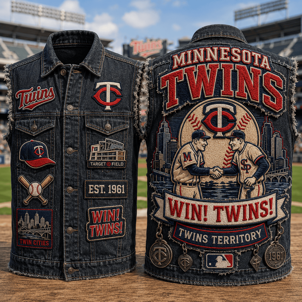 Minnesota Twins Merch Win Twins Territory Denim Vest Gift Ideas For Baseball Fans - Merchluma