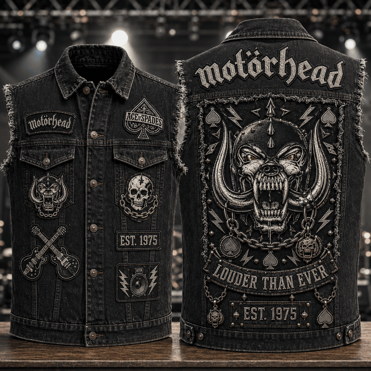 Motorhead Louder Than Ever Est 1975 Denim Vest Motorhead Merch Cool Gift For Band Fans - Merchluma