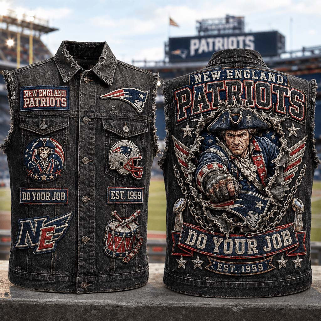 New England Patriots Do Your Job Est 1959 Denim Vest NE Patriots Merch Gifts For Football Fan - Merchluma