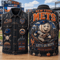 New York Mets Merch Let's Go Mets Amazin Baseball Denim Vest Present For Baseball Lovers - Merchluma