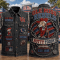 Ole Miss Rebels Merch Hotty Toddy Denim Vest Gift Ideas For Football Lovers - Merchluma