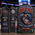 Philadelphia 76ers Trust The Process Denim Vest 76ers Merch Cool Gift For Basketball Fans - Merchluma